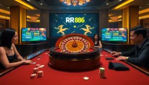 Experience the thrilling atmosphere of rr 88 with vibrant casino gameplay featuring roulette and poker action.