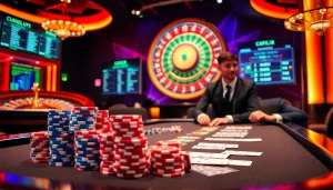 Players engaging at a vibrant casino table with cards and chips, highlighting S 8 betting strategies.