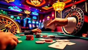 Experience thrilling poker action at https://gk88.in.net/ with vibrant poker chips and casino tables.