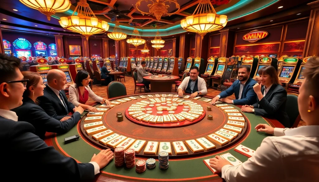 Rasakan sensasi Mahjong Ways 2 saat para pemain merayakan di meja kasino yang penuh warna.