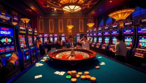 Experience the thrill of IDNSLOT gaming in a vibrant, luxurious casino atmosphere.