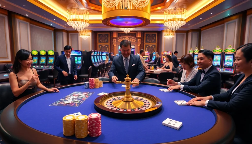 Exciting casino action at Dom88.us.com with vibrant poker gameplay and luxurious atmosphere.