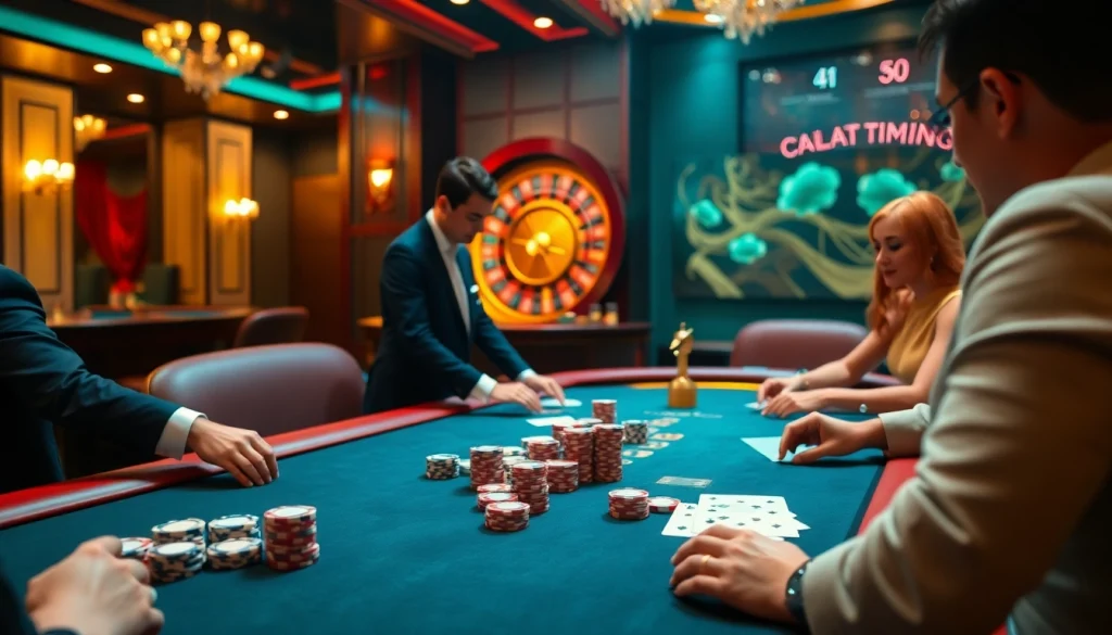Players strategize at a casino table with Tool xổ số siêu tốc gambling interface, capturing the thrill of the game.