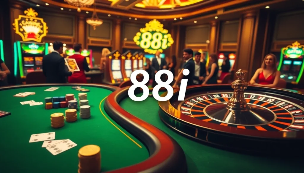 Experience the thrill of gambling at 88i with vibrant casino tables and exciting slot machines.