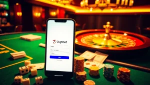 Experience seamless gaming with the 7upbet login interface, surrounded by luxury casino elements.