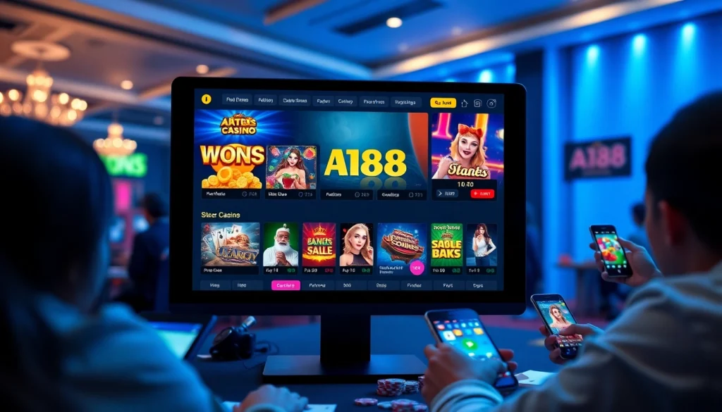A188 online casino interface showcasing vibrant games and user-friendly navigation