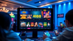 A188 online casino interface showcasing vibrant games and user-friendly navigation
