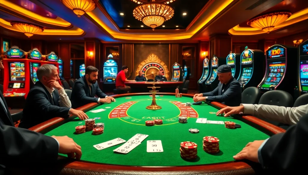 Experience thrilling gameplay at i9bet com with luxury poker tables, vibrant slot machines, and roulette excitement.