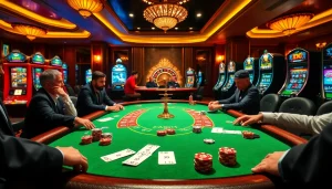Experience thrilling gameplay at i9bet com with luxury poker tables, vibrant slot machines, and roulette excitement.