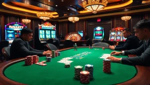 Experience thrilling gameplay at the s88 poker table, surrounded by vibrant casino action.