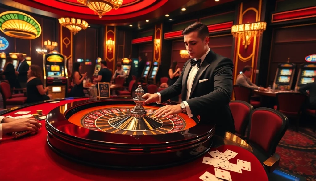 Exciting roulette action at ok88 casino with vibrant colors and attentive dealers.
