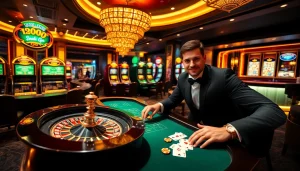 Exciting casino scene showcasing players depositing 1000 into various engaging table games.