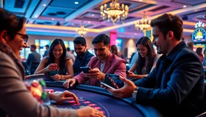Engaged players enjoying diverse games at sbobet.dance, showcasing a vibrant online casino atmosphere.