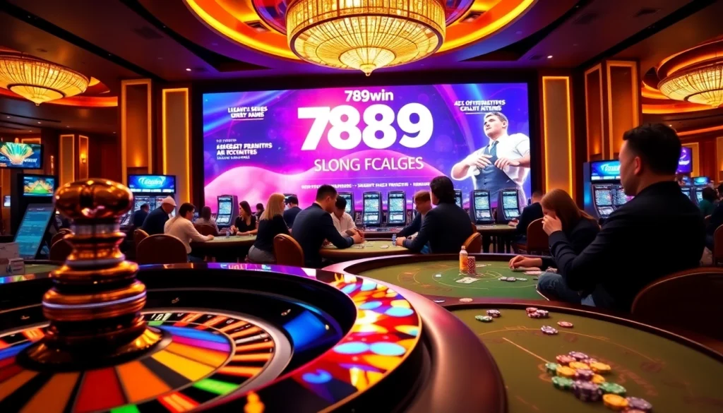 Play and win exciting games at 789win casino with vibrant roulette and poker tables.