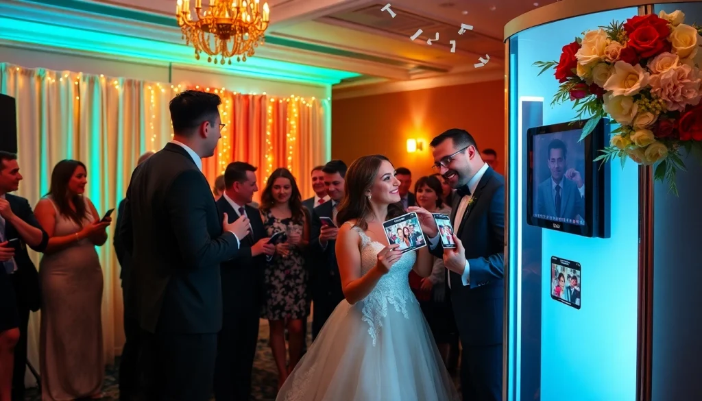 Exciting Las Vegas Photo Booth Rental experience with guests enjoying vibrant props and a customized backdrop.