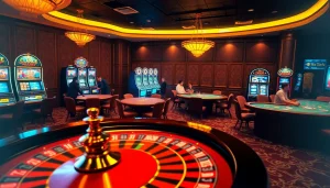 Players enjoying games at a vibrant casino scene inspired by the KJC website experience.