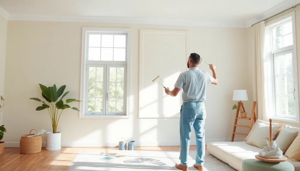 Home Painting Companies providing expert painters in a bright living room.