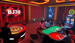 BJ38 online gambling scene showcasing vibrant slot machines and engaging players