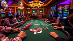 Engaged players enjoying the k9k9 game at a luxurious casino table.