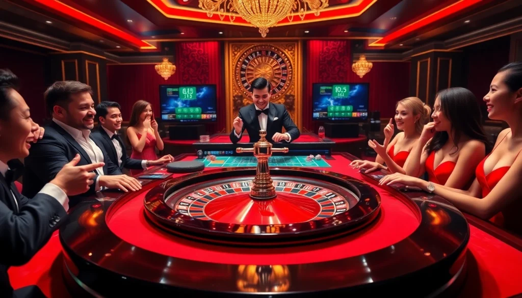 Experience the excitement of gambling at https://gg88.cn.com/ with players placing bets on a luxurious roulette table.