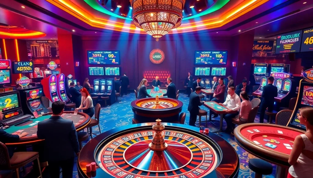 Experience the excitement of u888 com with players enjoying table games in a luxurious casino setting.