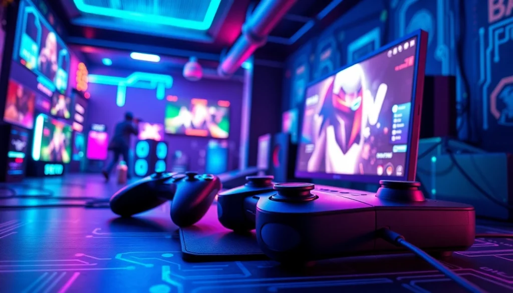Jametkuproy88 gaming scene with vibrant neon colors and dynamic action.