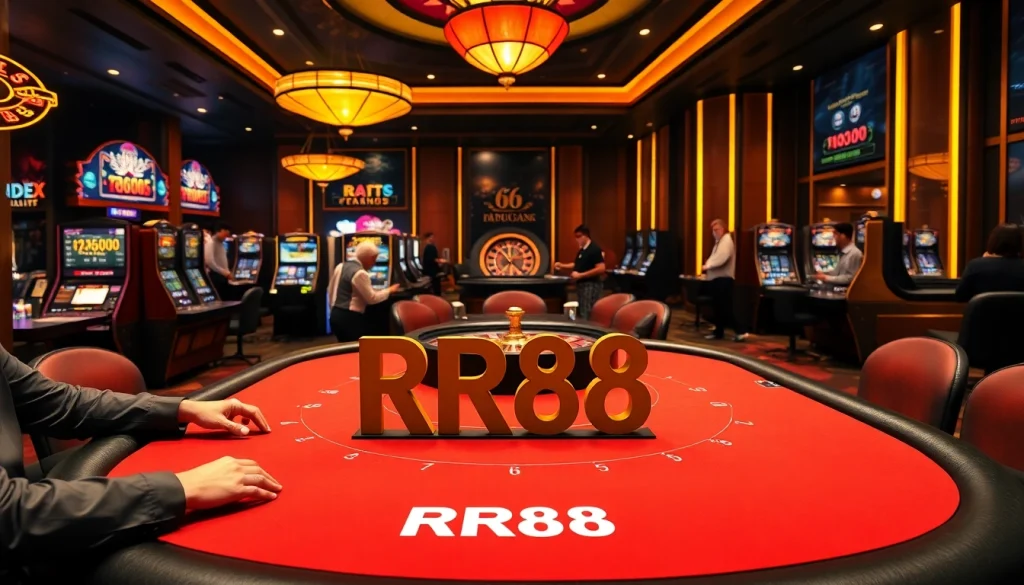 RR88 players strategizing their bets at an elegant casino table, immersed in excitement.