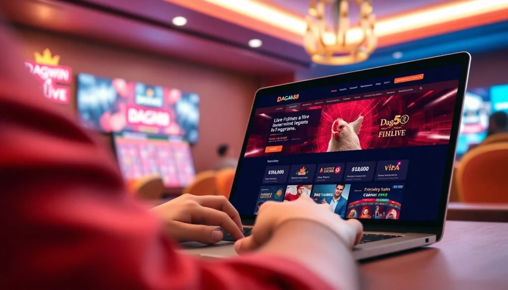 DAGA88 user's engaging experience on dagawin.live with vibrant online gambling elements.