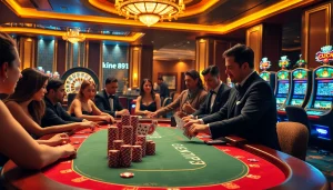 Experience excitement at trang chủ xin88 with vibrant poker tables and luxurious casino ambiance.