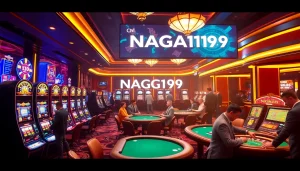 Experience excitement at NAGA169 resmi with vibrant slot machines and roulette wheels.