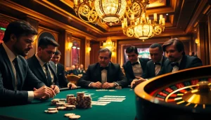 Daga-themed high-stakes poker scene with luxurious ambiance and focused players.