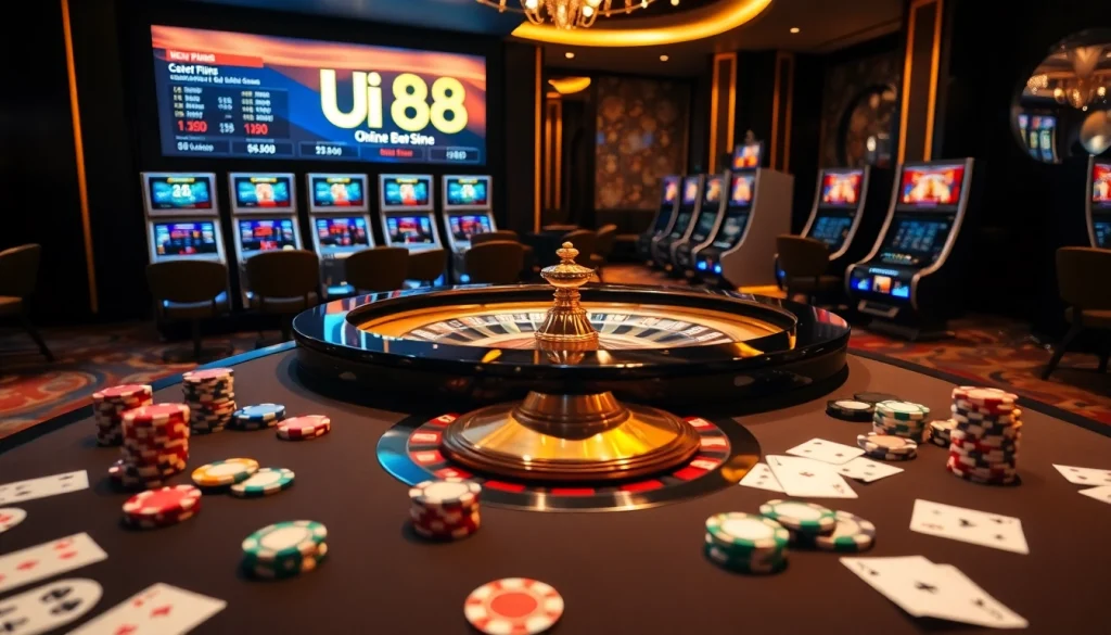Experience the thrill of UU 88 with luxurious casino elements in a vibrant setting.