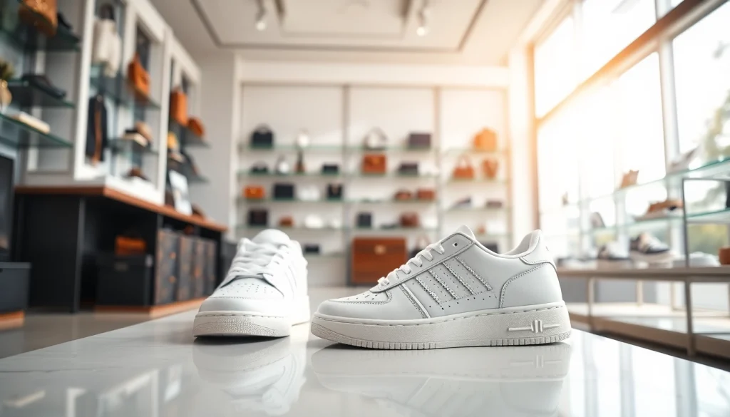 레플리카 고급 스니커즈를 부각한 세련된 부티크에서의 모습