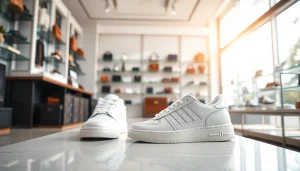 레플리카 고급 스니커즈를 부각한 세련된 부티크에서의 모습