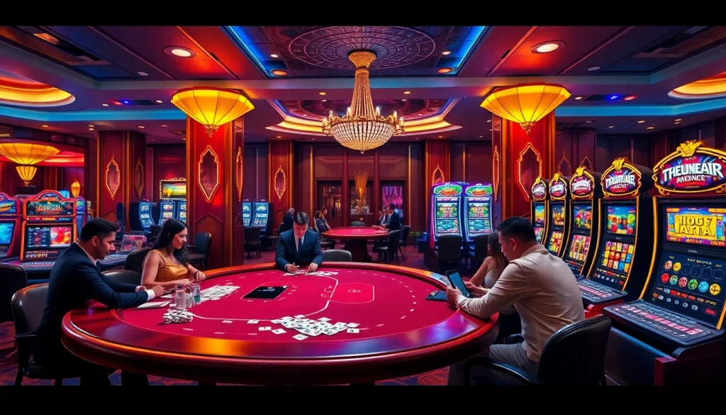 Players enjoying high-stakes action at https://789paka.com with vibrant casino tables and slot machines.