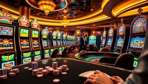 Engaging players at kerajaanslot with vibrant slot machines and casino excitement.