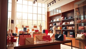 레플리카쇼핑몰의 다양한 패션 제품이 진열된 세련된 매장 모습