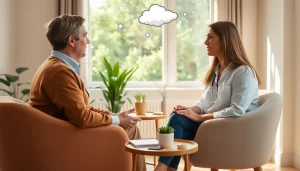 Engaging counselling services session in a comfortable environment with a friendly therapist.
