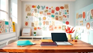 Explore a creative workspace featuring free svg designs with colorful illustrations and artistic tools.