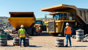 Workers efficiently managing waste at the Cold Lake Dump, showcasing organized disposal operations.