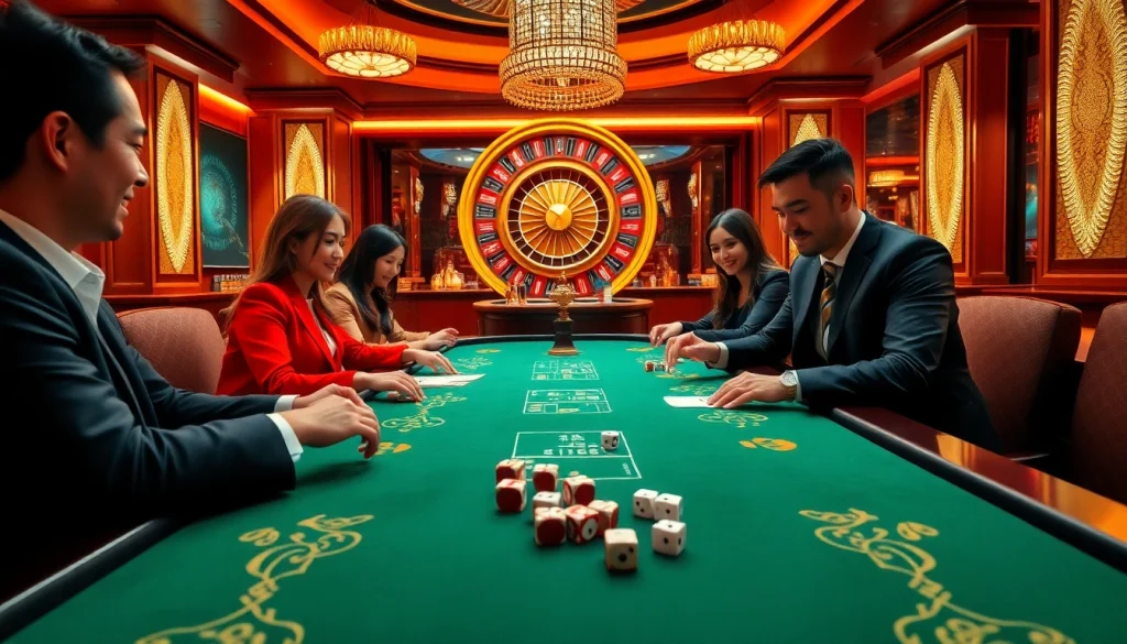 Exciting gambling scene at https://taixiumd5.fan/ showcasing players enjoying Tài Xỉu and casino excitement.