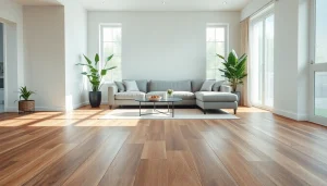 Showcasing luxury vinyl flooring enhancing a stylish living room setting with natural light.