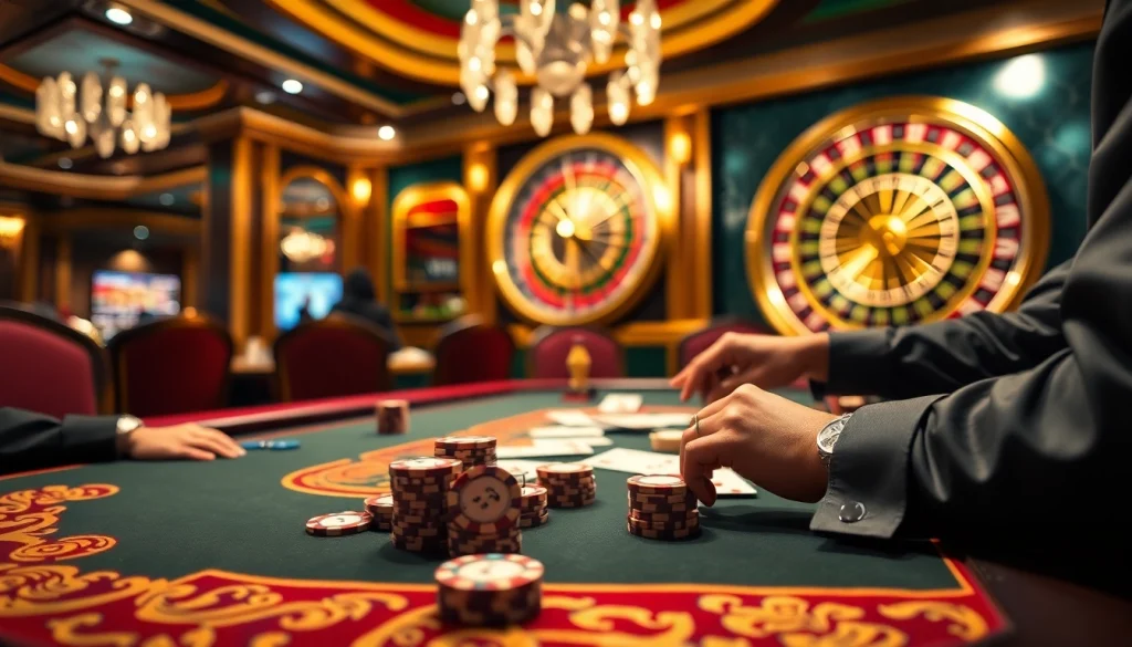 Engaging poker game at SC88COM, showcasing vibrant casino elements and excitement.