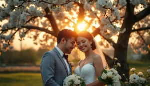 Capturing a special moment with a wedding photographer during an outdoor ceremony.