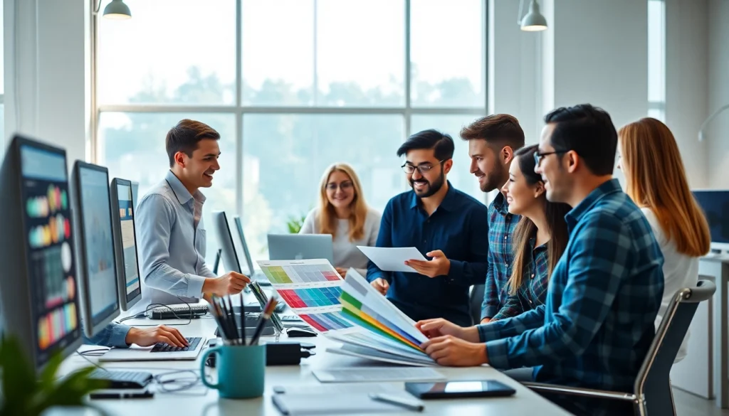 Showcasing collaborative team working on essex web design projects in a modern office setting.