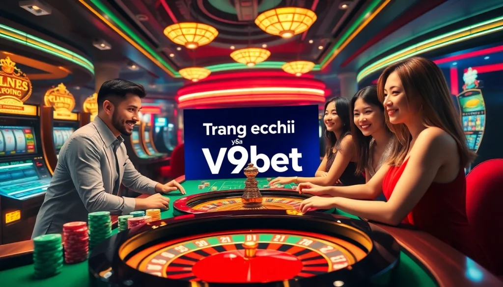 Experience the excitement of online gambling at Trang chủ V9bet with vibrant casino tables and engaging players.