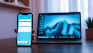 多设备上的快连下载应用界面，展示快速且安全的连接。