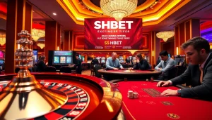 Experience high-stakes gaming at SHBET with vibrant casino tables and engaging players.