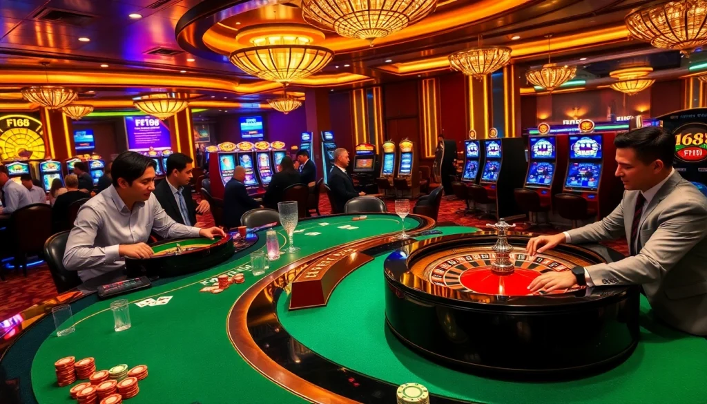 Experience thrilling moments at F168 with live casino games and vibrant slot machines.