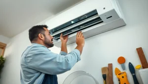 Enhance stillwater ac repair services with a professional technician at work in a residential environment.